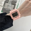Square Electronic Watch Plastic Case Silicone Strap Leisure Style Waterproof