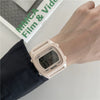 Square Electronic Watch Plastic Case Silicone Strap Leisure Style Waterproof