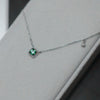 Square Emerald Sterling Silver Necklace With Diamond And Goldplated Geometric Style For Women