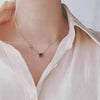 Square Emerald Sterling Silver Necklace With Diamond And Goldplated Geometric Style For Women