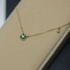Square Emerald Sterling Silver Necklace With Diamond And Goldplated Geometric Style For Women