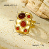 Square Geometric Natural Stone Stainless Steel Electroplated Fashion Ring