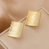 Square Geometric Texture Gold Electroplating Hirback Pattern Metal Earrings
