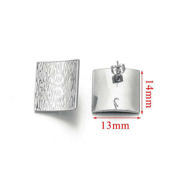 Square Geometric Texture Gold Electroplating Hirback Pattern Metal Earrings