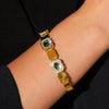 Square Green Zircon Buckle Bracelet Light Luxury Minimalist Titanium Steel Gold Plated Jewelry Wholesale