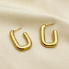 Square Half Opening Stainless Steel Gold Plated Geometric Earrings