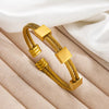 Square Head Between Gold Twist Bracelet Men'S Adjustable Simple Titanium Steel Bracelet Light Luxury Personalized High-Grade Bracelet