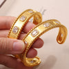 Square Inlaid Zircon Open Bracelet 316L Stainless Steel 18K Gold Plated Jewelry Simple Geometric Style