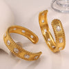 Square Inlaid Zircon Open Bracelet 316L Stainless Steel 18K Gold Plated Jewelry Simple Geometric Style