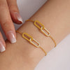 Square Interlocking Zircon Pendant Multi Layer Clavicle Chain Exquisite Bracelet Light Luxury Set Stainless Steel Electroplated