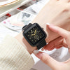Square Leisure Women's Quartz Watch With Silicone Strap And Plastic Case