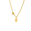 Square Letter Good Luck Stitching Light Luxury Stainless Steel Necklace With Electroplating Featuring Geometric And Letter Patterns