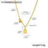 Square Letter Good Luck Stitching Light Luxury Stainless Steel Necklace With Electroplating Featuring Geometric And Letter Patterns