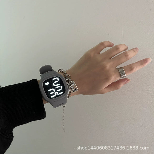 Square Luminous Multifunction Electronic Plastic Watch For Young Men And Women Casual Fashion Style
