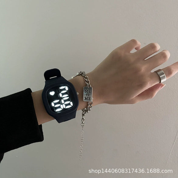 Square Luminous Multifunction Electronic Plastic Watch For Young Men And Women Casual Fashion Style