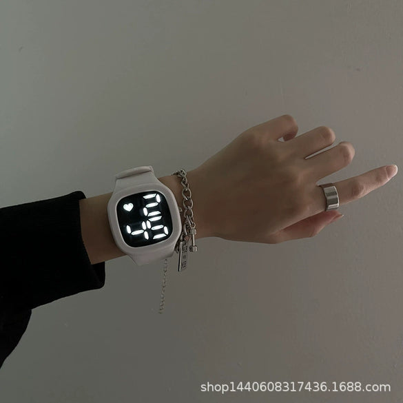 Square Luminous Multifunction Electronic Plastic Watch For Young Men And Women Casual Fashion Style