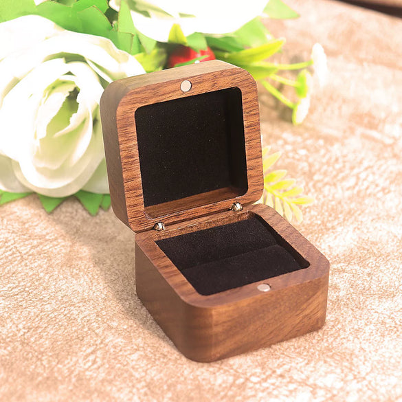 Square Marriage Proposal Ring Box Black Walnut Jewelry Gift Packaging Storage For Women