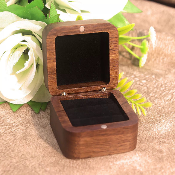 Square Marriage Proposal Ring Box Black Walnut Jewelry Gift Packaging Storage For Women