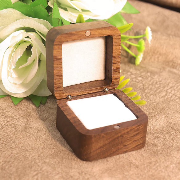 Square Marriage Proposal Ring Box Black Walnut Jewelry Gift Packaging Storage For Women
