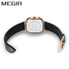 Square Multifunctional Chronograph Quartz Men's Watch Alloy Case Genuine Leather Strap Stainless Steel Clasp