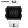 Square Multifunctional Luminous Electronic Watch For Men And Women Silicone Strap Abs Case Acrylic Mirror Chic Style