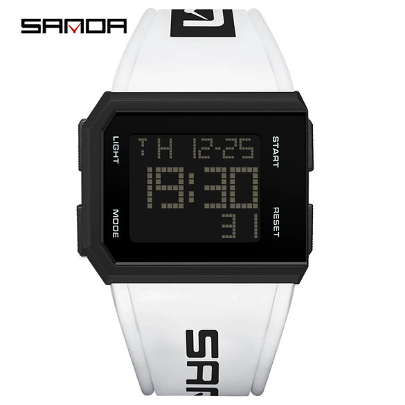 Square Multifunctional Luminous Electronic Watch For Men And Women Silicone Strap Abs Case Acrylic Mirror Chic Style