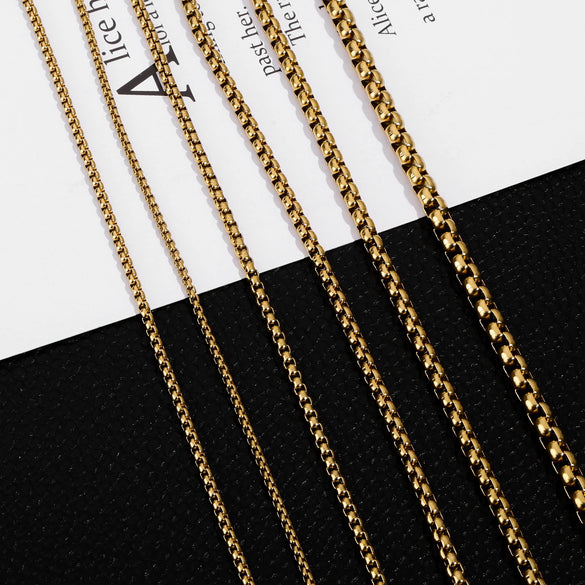 Square Pearl Chain Stainless Steel Geometric Electroplated