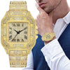 Square Quartz Watch Alloy Band And Case Gypsophila Design For Men