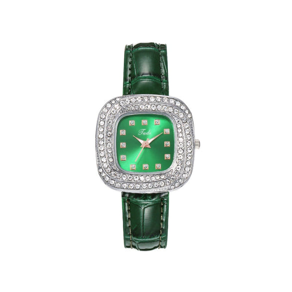 Square Quartz Watch Alloy Case Imitation Leather Strap Stainless Steel Buckle Fashion Style