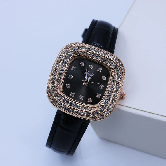 Square Quartz Women's Alloy Pu Leather Luxury Watch