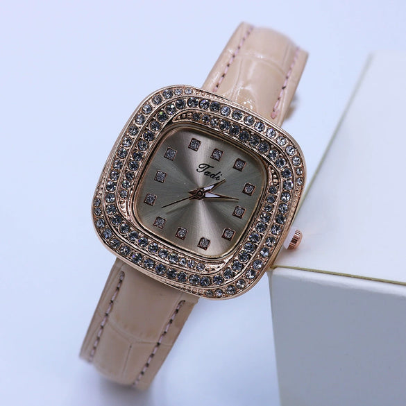 Square Quartz Women's Alloy Pu Leather Luxury Watch