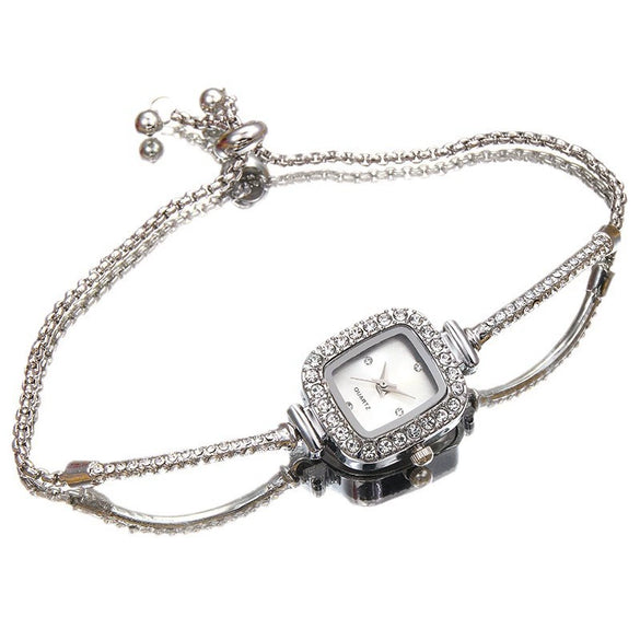 Square Quartz Women's Watch Alloy Case Stainless Steel Strap Simple Light Luxury Fashion Bracelet Jewelry