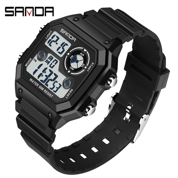 Square Resin Watch For Male Students Waterproof Alarm Luminous Sporty And Fashionable