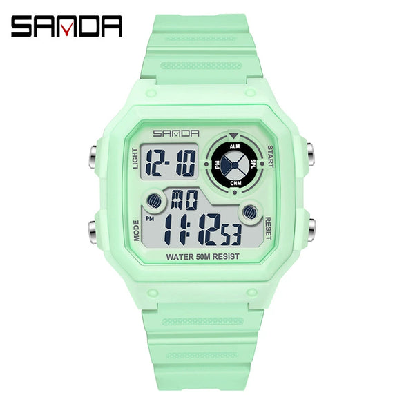 Square Resin Watch For Male Students Waterproof Alarm Luminous Sporty And Fashionable