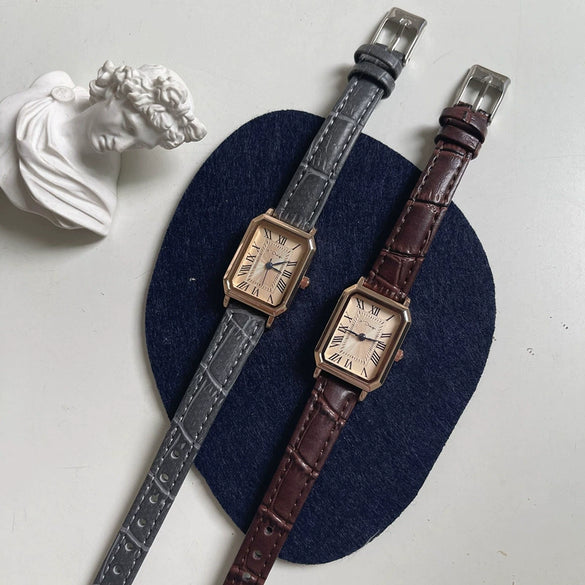 Square Retro Women's Watch Alloy Case Ordinary Glass Mirror Leisure Style