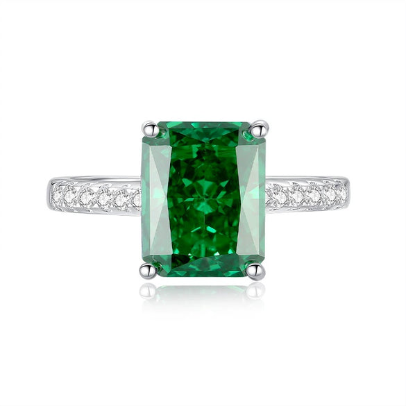Square Ring S925 Sterling Silver Ice Flower Cut Diamond Minimalist Geometric Women's Jewelry