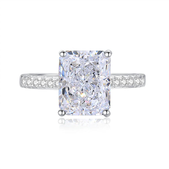 Square Ring S925 Sterling Silver Ice Flower Cut Diamond Minimalist Geometric Women's Jewelry