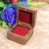 Square Rounded Solid Wood Ring Jewelry Box In Black Walnut Finish For Proposal Ring And Small Earrings Packaging