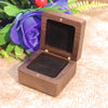 Square Rounded Solid Wood Ring Jewelry Box In Black Walnut Finish For Proposal Ring And Small Earrings Packaging