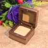 Square Rounded Solid Wood Ring Jewelry Box In Black Walnut Finish For Proposal Ring And Small Earrings Packaging