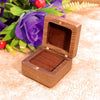 Square Rounded Solid Wood Ring Jewelry Box In Black Walnut Finish For Proposal Ring And Small Earrings Packaging
