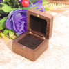 Square Rounded Solid Wood Ring Jewelry Box In Black Walnut Finish For Proposal Ring And Small Earrings Packaging