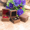 Square Rounded Solid Wood Ring Jewelry Box In Black Walnut Finish For Proposal Ring And Small Earrings Packaging
