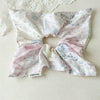 Square Scarf Scrunchie Hair Tie For Women Forest Style Pink Floral Handmade Fabric High Elasticity Sweet Style