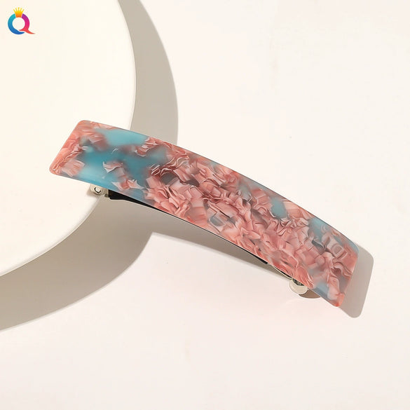Square Shape Acetate Plate Handmade Spring Clip Hair Accessories Headdress For Women