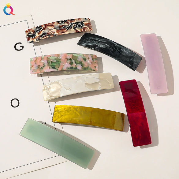 Square Shape Acetate Plate Handmade Spring Clip Hair Accessories Headdress For Women