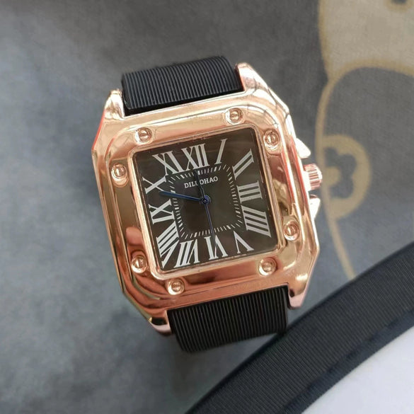 Square Silicone Alloy Women's Leisure Watch With Roman Dial