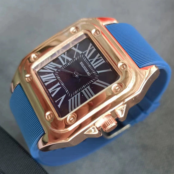 Square Silicone Alloy Women's Leisure Watch With Roman Dial
