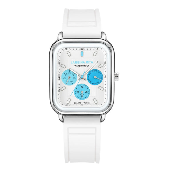 Square Silicone Casual Universal Wrist Watch With Alloy Case Stainless Steel Buckle And Mineral Reinforced Glass Mirror