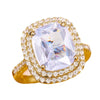 Square Simulation Zircon Alloy Ring With Geometric Style Electroplating For Women